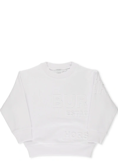 Shop Burberry Kids Horseferry Embossed Sweatshirt In White