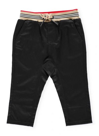 Shop Burberry Kids Icon Stripe Waistband Trackpants In Black