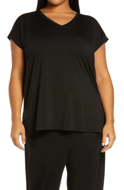 Shop Eileen Fisher Boxy V-neck Top In Black