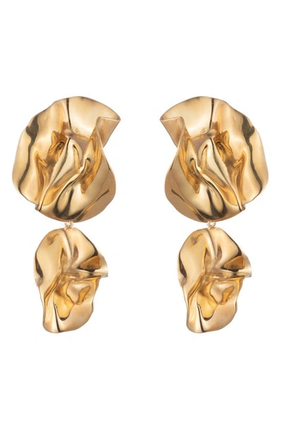 Shop Sterling King Fold Drop Earrings In Gold