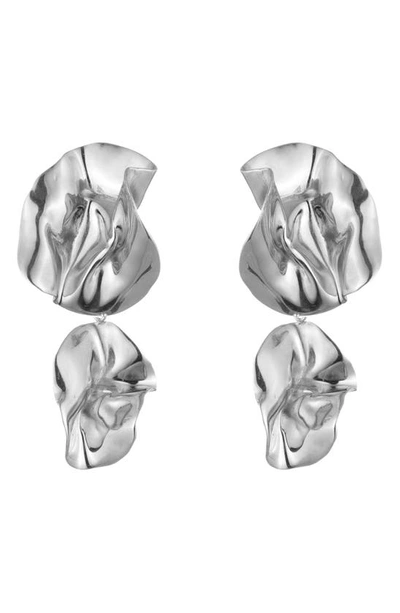 Shop Sterling King Fold Drop Earrings In Sterling Silver