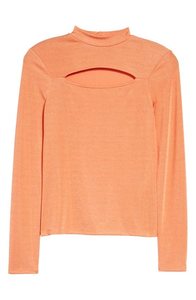 Shop Topshop Satin Jersey Cutout Mock Neck Top In Orange