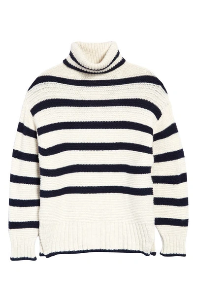 Shop Topshop Stripe Turtleneck Sweater In Black/ White