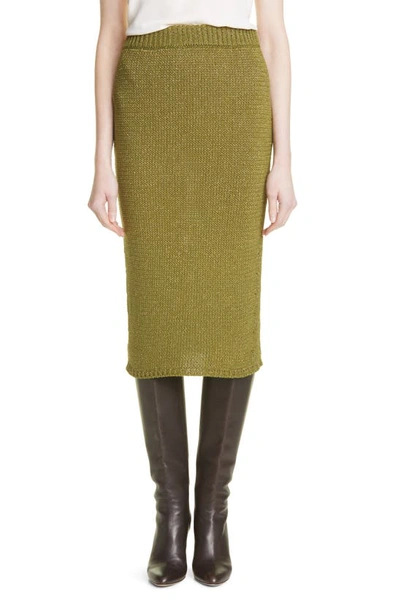 Shop Adam Lippes Metallic Sweater Skirt In Army Green