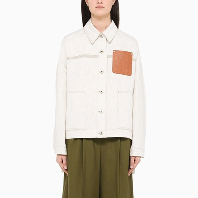Shop Loewe Ecru Anagram-patch Denim Jacket In White