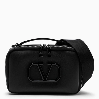 Shop Valentino Black Leather Vlogo Cross-body Bag