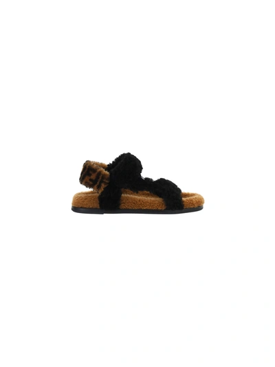 Shop Fendi Sandals In Nero+tabacco Nero