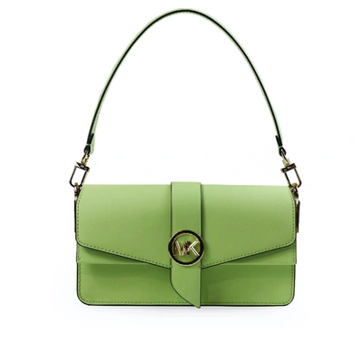 Shop Michael Kors Greenwich Light Green Shoulder Bag In Aloe