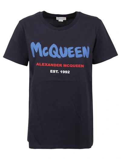 Alexander Mcqueen Graffiti Logo Print Cotton T-shirt In Black 