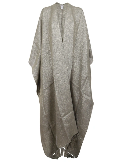 Shop Brunello Cucinelli Poncho Aperto In Militare Oro