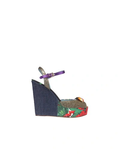 Shop Dolce & Gabbana Wedge Sandals In Multicolor
