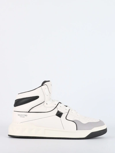 Shop Valentino Mid-top One Stud Sneakers In White