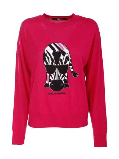 Shop Karl Lagerfeld Sweater In Fuxia