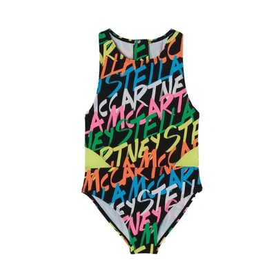 Shop Stella Mccartney Swimmer With Print In Nero-multicolor