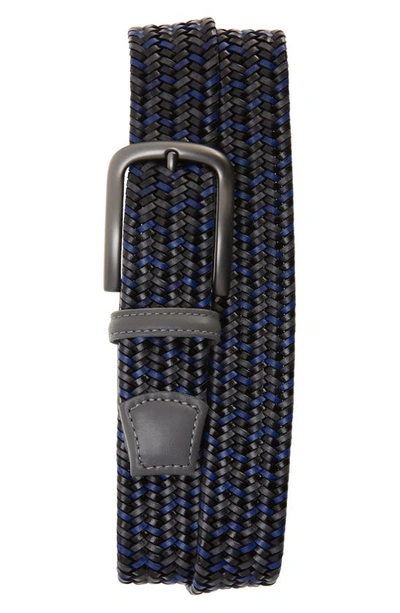 Shop Torino Braided Leather Belt In Black/ Navy/ Grey
