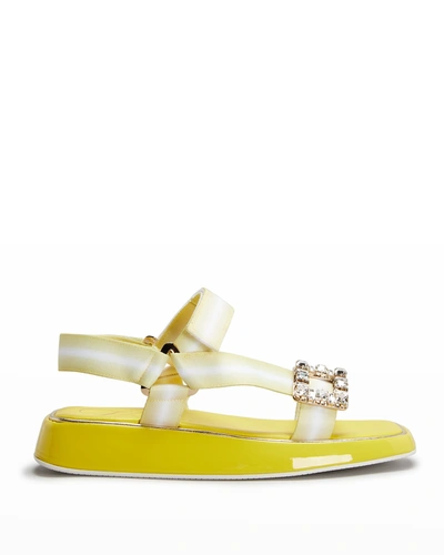 Shop Roger Vivier Trekky Viv' Crystal Flat Sport Sandals In Pal Gldyl
