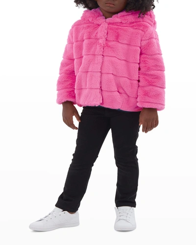 Shop Apparis Girl's Goldie Faux-fur Tiered Coat In Sugar Pink
