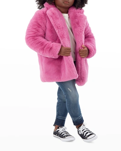 Shop Apparis Girl's Stella Faux-fur Coat In Sugar Pink