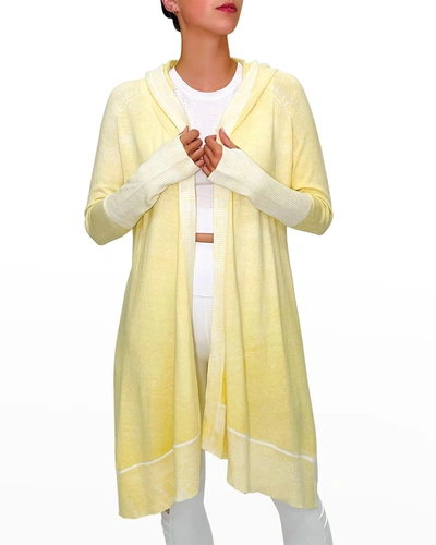 Shop Blanc Noir Huntress Hooded Open-front Cardigan In Mellow Yellow