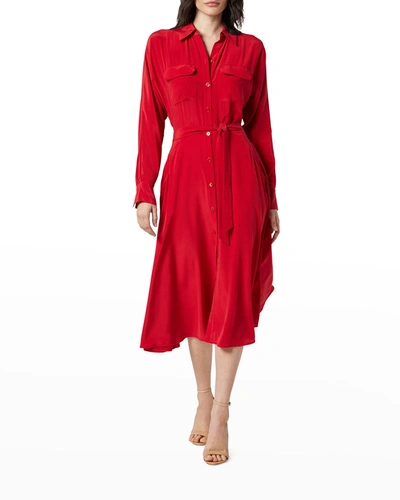 Shop Equipment Haelee Silk Shirtdress In Tango Red