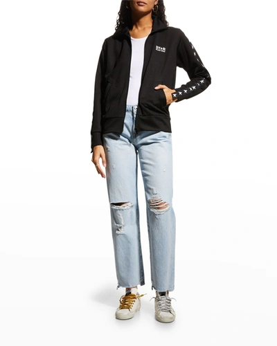 Golden Goose Grosgrain-trim Tech Jersey Track Jacket In Black