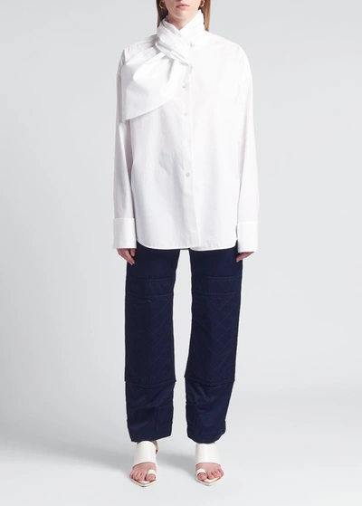 Jil Sander Shirt Organic Cotton Poplin Salt Finish In White | ModeSens