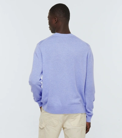 Shop Acne Studios Wool Crewneck Sweater In Cornflower Blue Melange