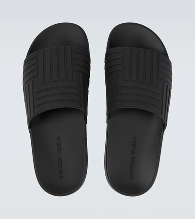 Shop Bottega Veneta Rubber Slides In Black