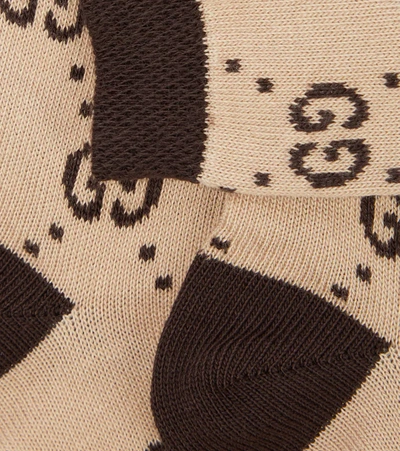 Shop Gucci Baby Gg Cotton-blend Socks In 9764 - Beige/dark