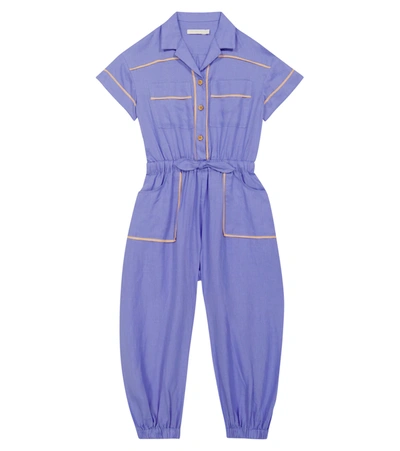 Shop Zimmermann Rosa Linen Jumpsuit In Cornflower