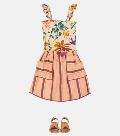 Shop Zimmermann Rosa Striped Linen Skirt In Rose Stripe