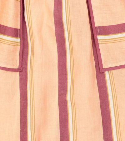Shop Zimmermann Rosa Striped Linen Skirt In Rose Stripe