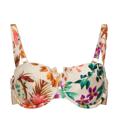 Shop Zimmermann Tropicana Balconette Bikini Top In Cream Floral
