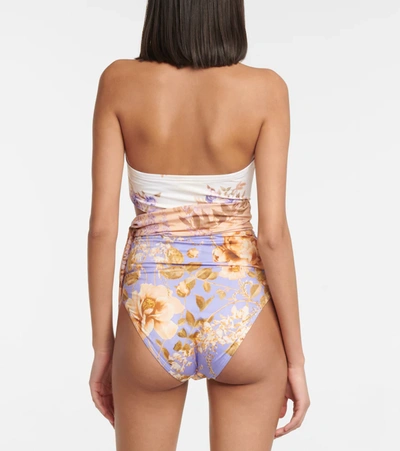 Shop Zimmermann Rosa Floral Cutout Swimsuit In Spliced