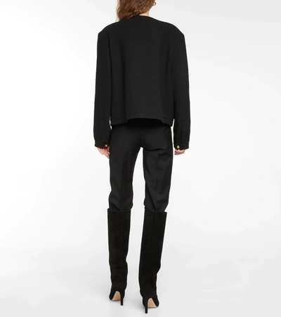 Shop Blazé Milano Gliss Cotton-blend Bouclé Jacket In Black