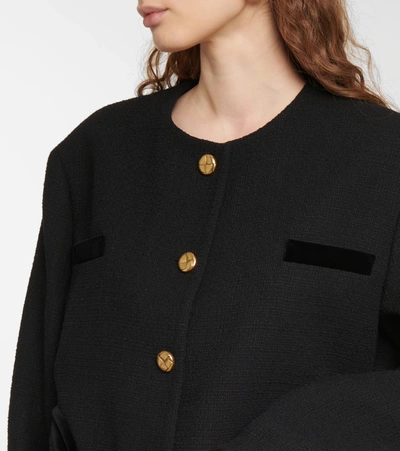 Blazé Milano Missy Collarless Cotton-blend Tweed Jacket In Black