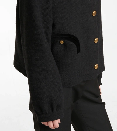 Shop Blazé Milano Gliss Cotton-blend Bouclé Jacket In Black