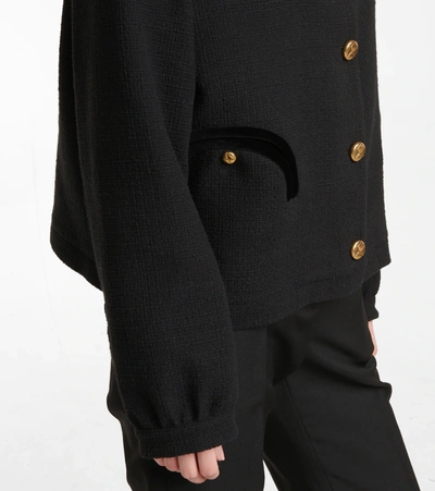 Blazé Milano Missy Collarless Cotton-blend Tweed Jacket In Black
