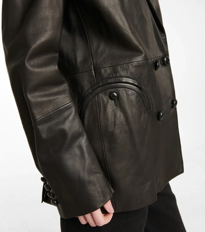 Shop Blazé Milano Everynight Leather Blazer In Black