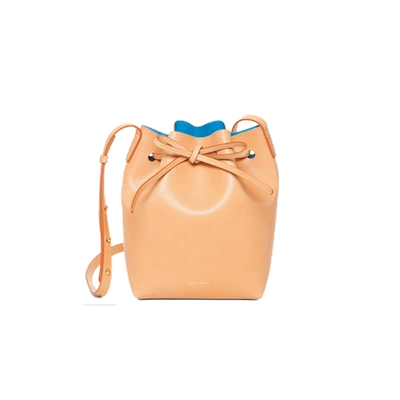 Mansur Gavriel Mini Tanned Leather Bucket Bag, Camel/fuchsia In Neutrals
