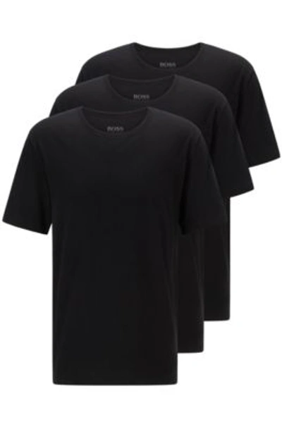 Shop Hugo Boss Three Pack Of Crew Neck Bodywear T Shirts In Cotton In Black