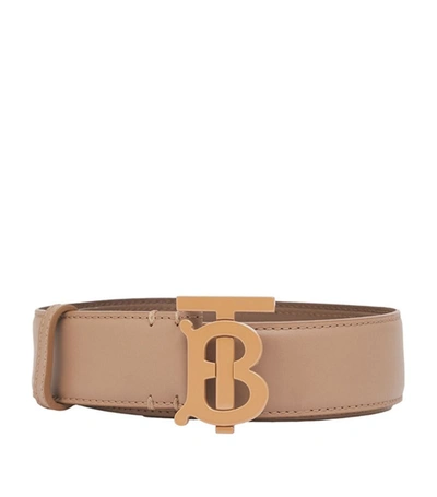 Burberry Camel Ladies Monogram Motif Leather Belt In Yellow