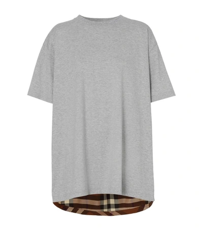 Shop Burberry Oversized Check-panel T-shirt In Grey
