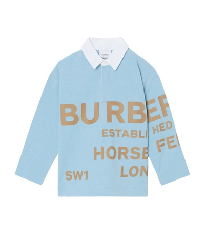 Shop Burberry Kids Horseferry Print Polo Shirt (6-14 Years) In Blue