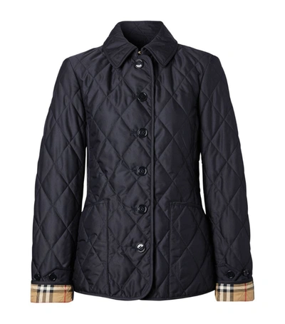 Shop Burberry Quilted Padded Jacket In Blue
