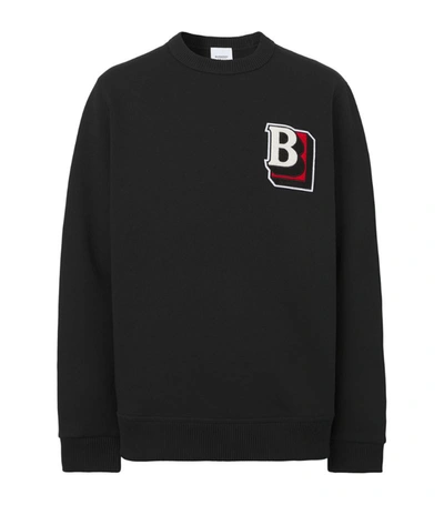 Shop Burberry Cotton-blend Logo Sweatshirt In Black