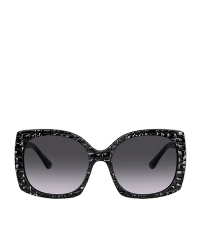 Shop Dolce & Gabbana Crocodile Print Family Sunglasses In Black