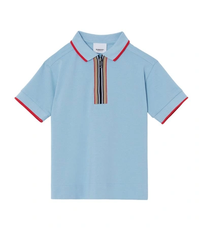 Shop Burberry Kids Icon Stripe Polo Shirt (3-14 Years) In Blue