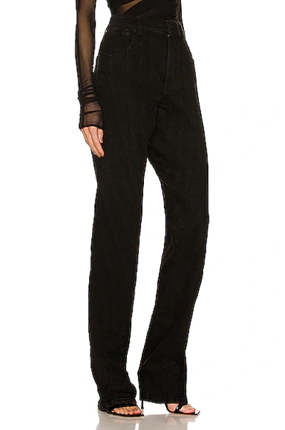 Shop Mugler Low Waisted Spiral Jean In Black
