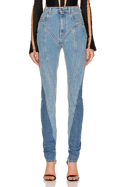 Shop Mugler Skinny Spiral Jean In Light Medium Blue